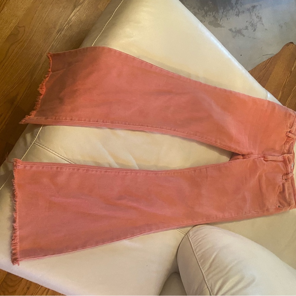 ZENANA PINK FRAYED HEM JEANS